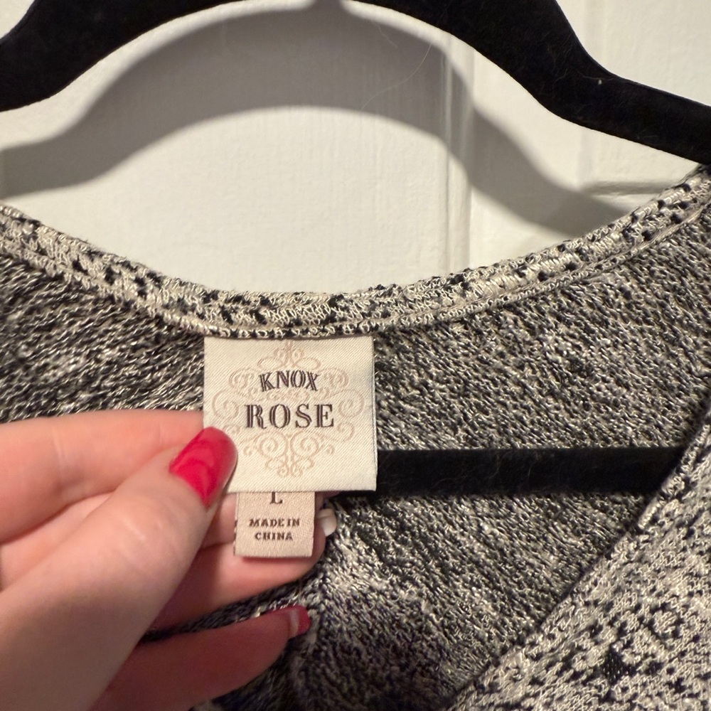 Knox Rose Gray and Black Asymmetrical Knit Top - Picture 2 of 7